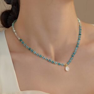 Blue Stone Water Drop Cuban Necklace