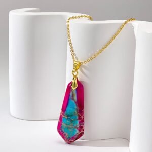 Natural Stone Multi Color Geometric Cuban Necklace