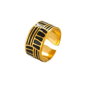 Enamel Geometric Trend Band Ring