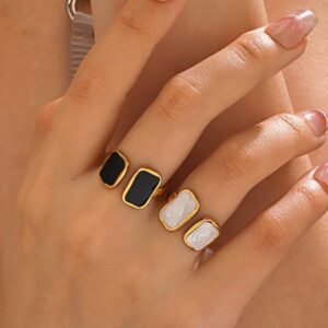Resin Geometric Hip Hop Stainless Steel Ring