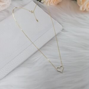 Cubic Zirconia Heart Dainty Initials Sterling Silver Necklace