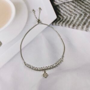 White Clover Dainty Adjustable Bracelet