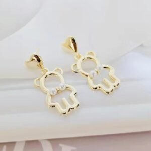Bear Minimalist Imitation Pearl Drop Earring