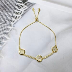 Shell Clover Trend Adjustable Brass Bracelet