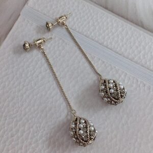 Rhinestone Water Drop Trend Zinc Alloy Threader Earring
