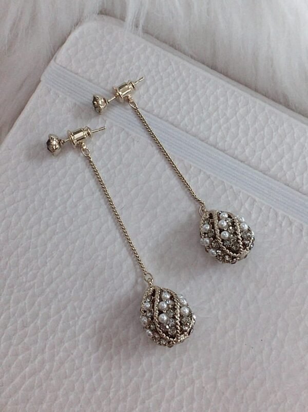 Rhinestone Water Drop Trend Zinc Alloy Threader Earring