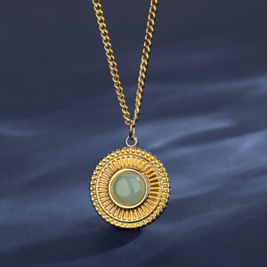 Serene Stone Round Vintage Necklace